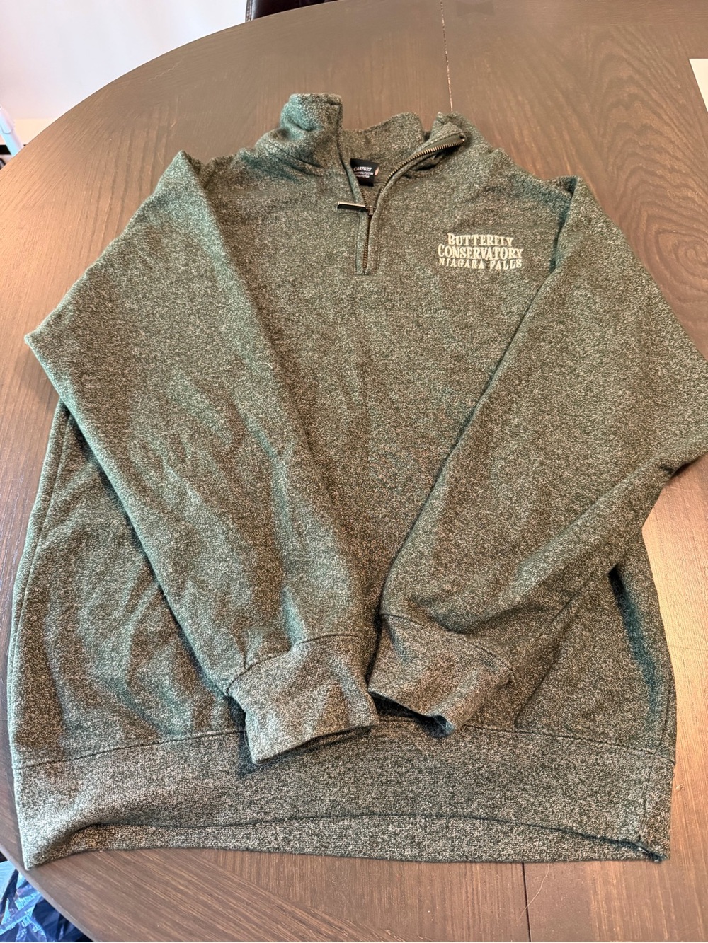 Niagara Falls butterfly conservatory women’s Green Quarter-Zip Sweater